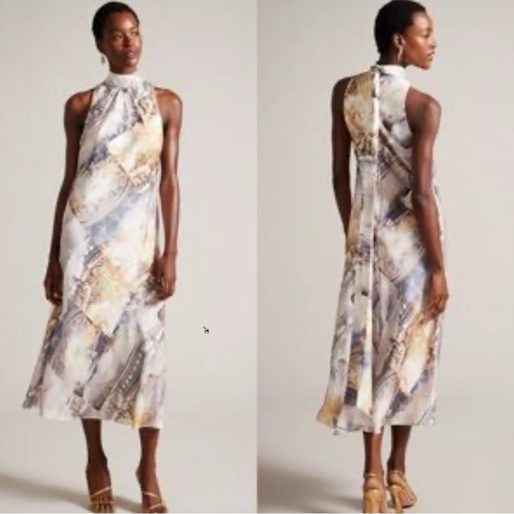 Ted Baker Jacciee Sleeveless Midi Slip Dress 3 (US Size 6/8) Ivory Floral‎ NWT